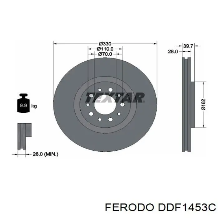 Диск гальмівний передній DDF1453C Ferodo