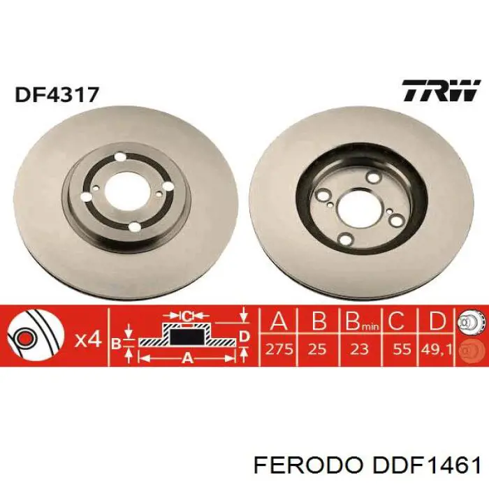 Диск переднього гальма Ferodo DDF1461 ціна, від 37.68 USD