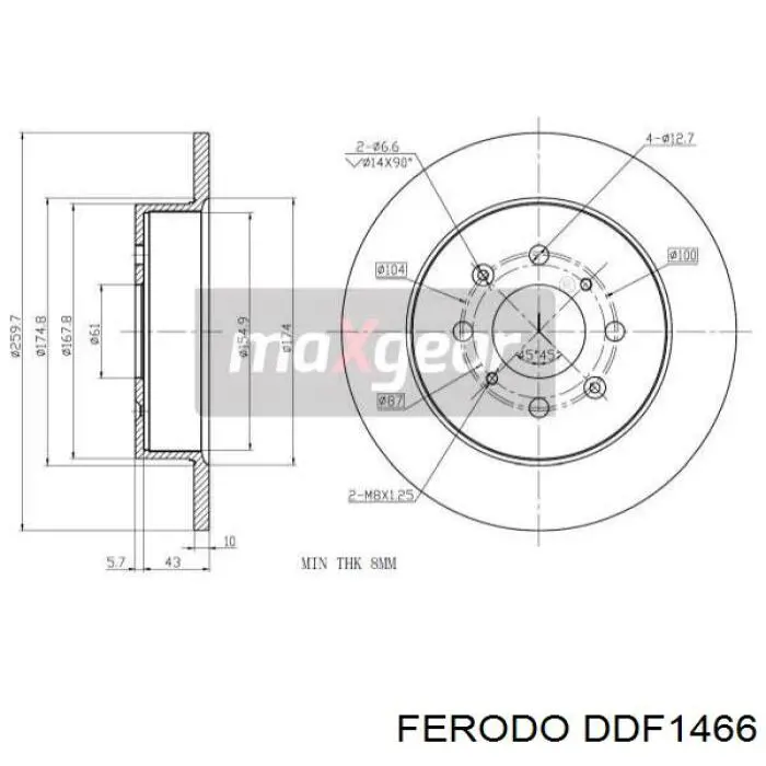 DDF1466 Ferodo диск гальмівний задній