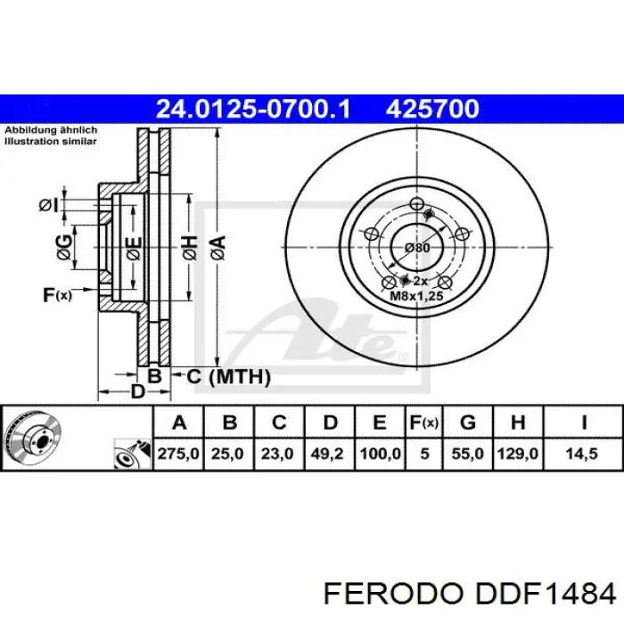 Диск переднього гальма Ferodo DDF1484 ціна, від 39.98 USD