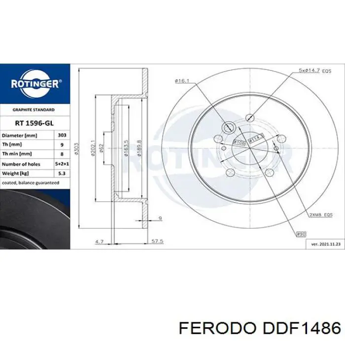 Купити DDF1486 Ferodo Диск заднього гальма