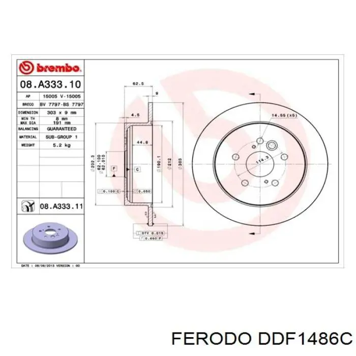 Задні дискові гальма Ferodo DDF1486C ціна, від 43.97 USD