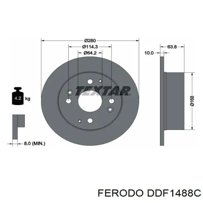 Диск гальмівний задній DDF1488C Ferodo