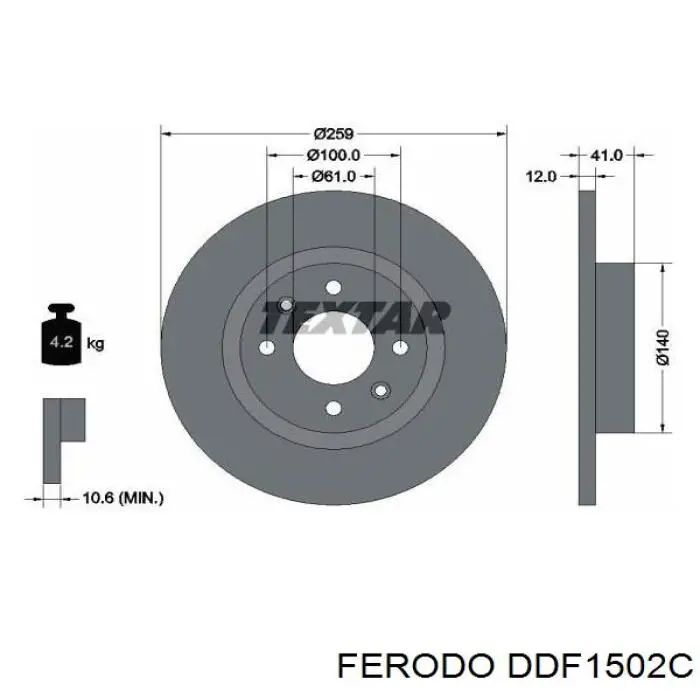Диск переднього гальма Ferodo DDF1502C ціна, від 26.58 USD
