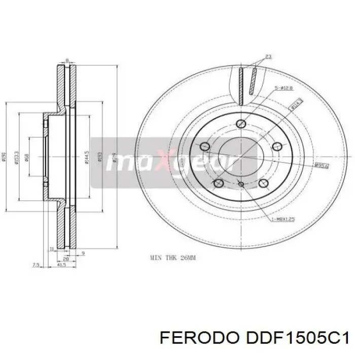 Диск гальмівний передній DDF1505C1 Ferodo