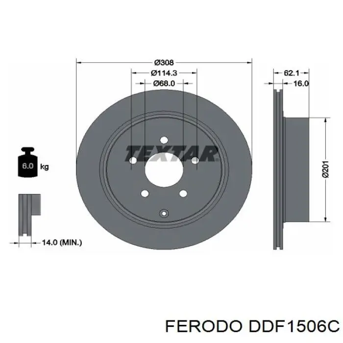 DDF1506C Ferodo диск гальмівний задній