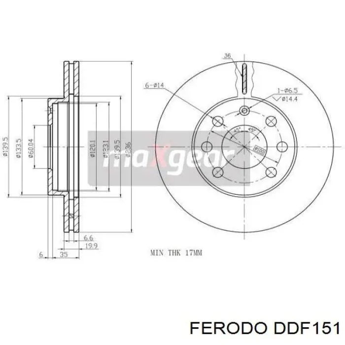 DDF151 Ferodo диск гальмівний передній