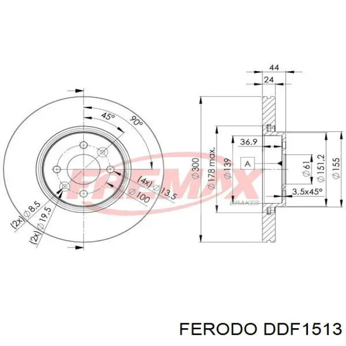 Диск гальмівний передній Ferodo DDF1513