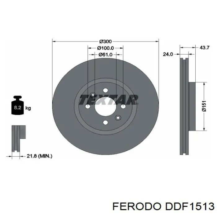 Диск переднього гальма Ferodo DDF1513 ціна, від 50.47 USD