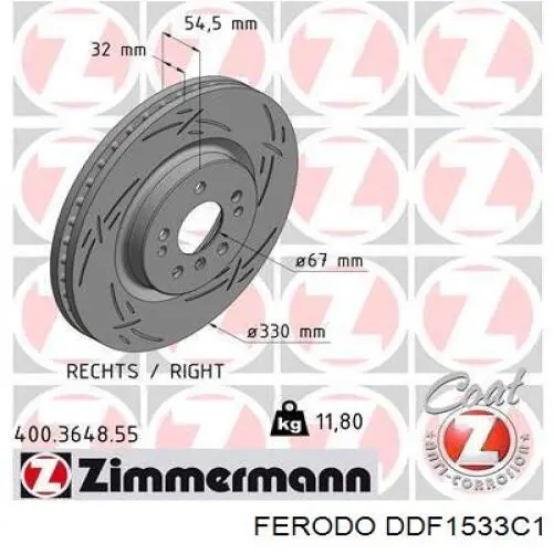 DDF1533C1 Ferodo Гальмо дискове переднє