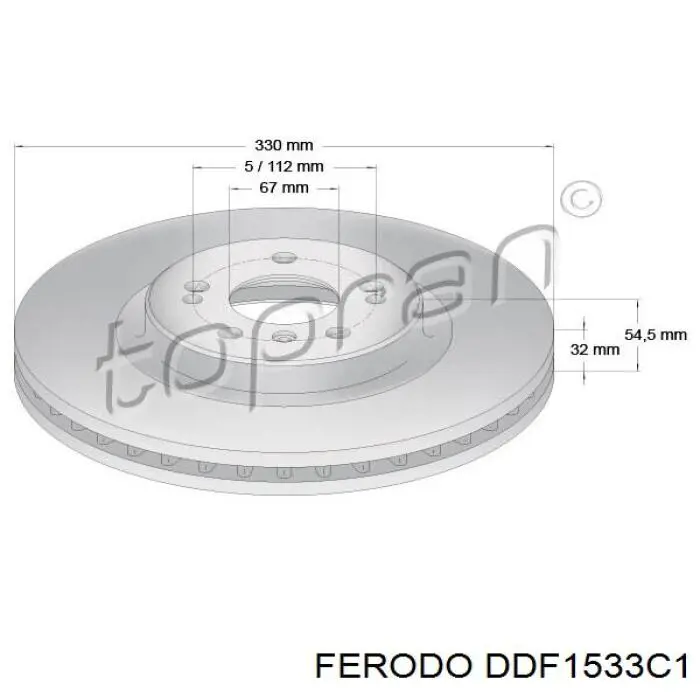 Диск переднього гальма Ferodo DDF1533C1 ціна, від 85.29 USD