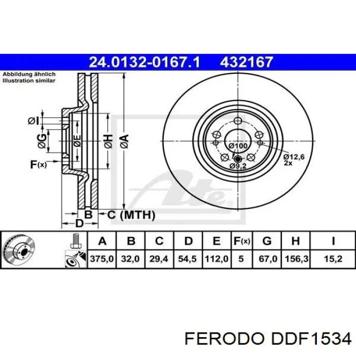 DDF1534 Ferodo диск гальмівний передній