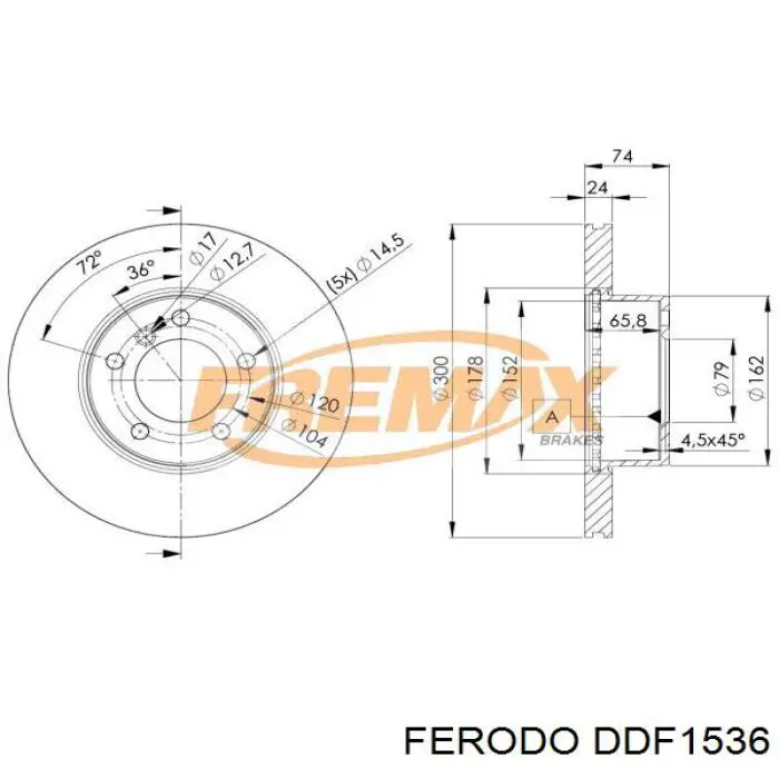 Диск переднього гальма Ferodo DDF1536 ціна, від 53.44 USD