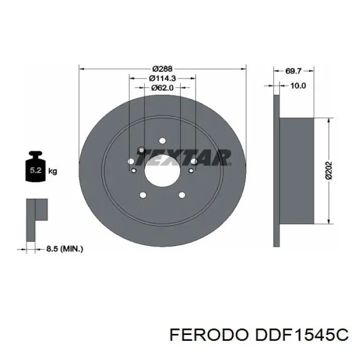 DDF1545C Ferodo диск гальмівний задній