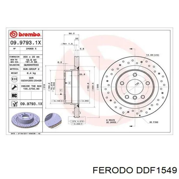 Задні дискові гальма Ferodo DDF1549 ціна, від 47.59 USD