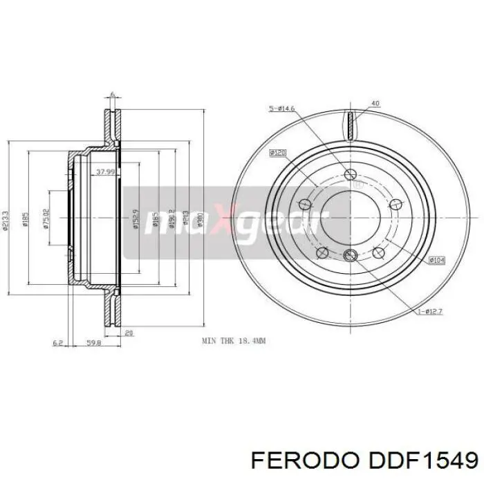 Купити DDF1549 Ferodo Диск заднього гальма