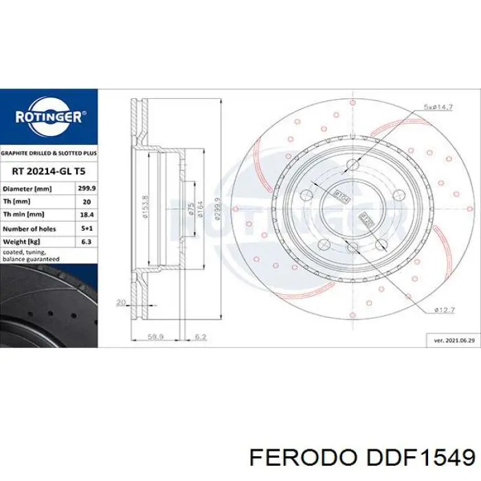Гальмівні диски DDF1549 Ferodo
