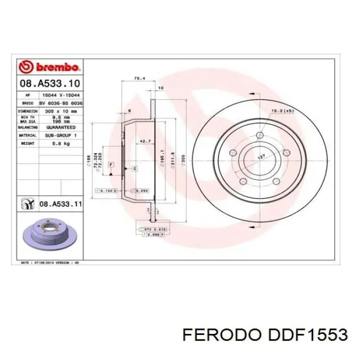 DDF1553 Ferodo Дискові гальма