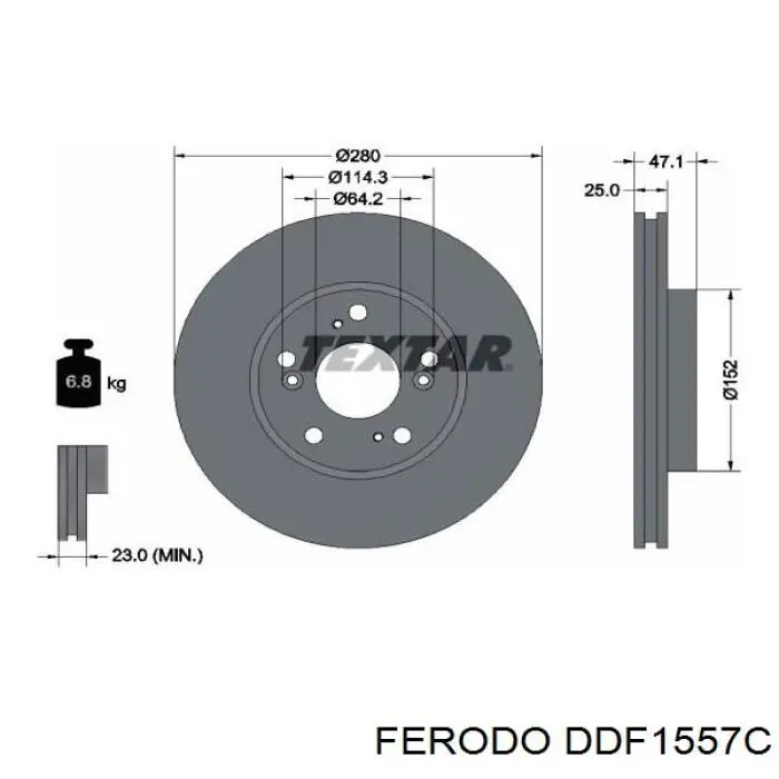 Диск переднього гальма Ferodo DDF1557C ціна, від 61.06 USD