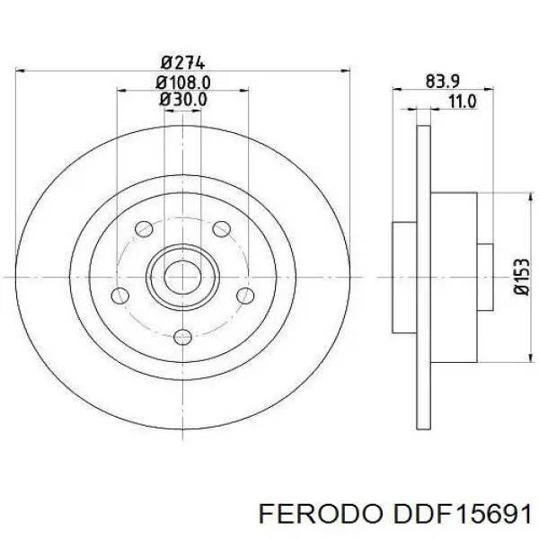 Диск гальмівний задній Ferodo DDF15691