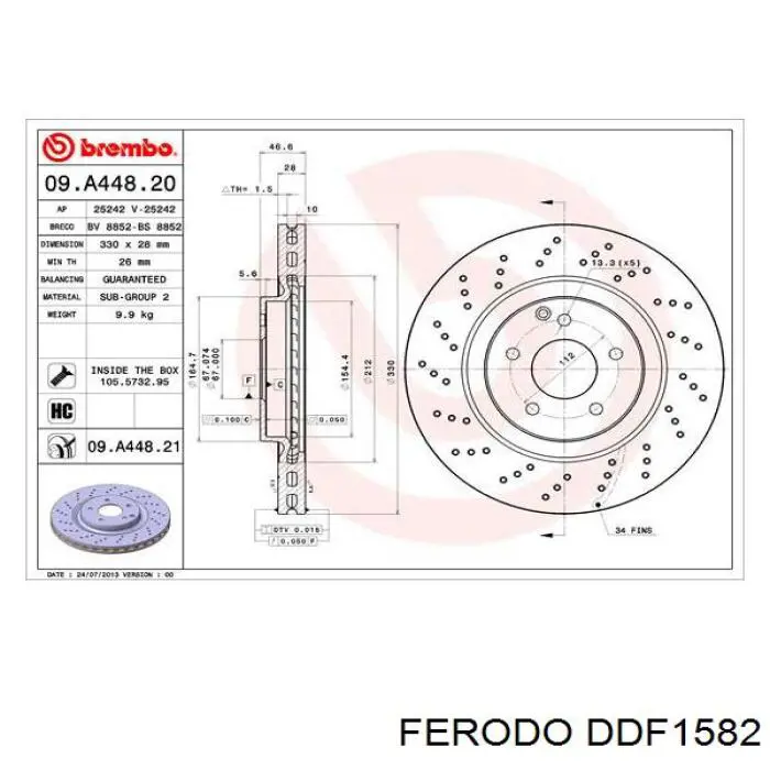 Купити DDF1582 Ferodo Ротор гальмівний