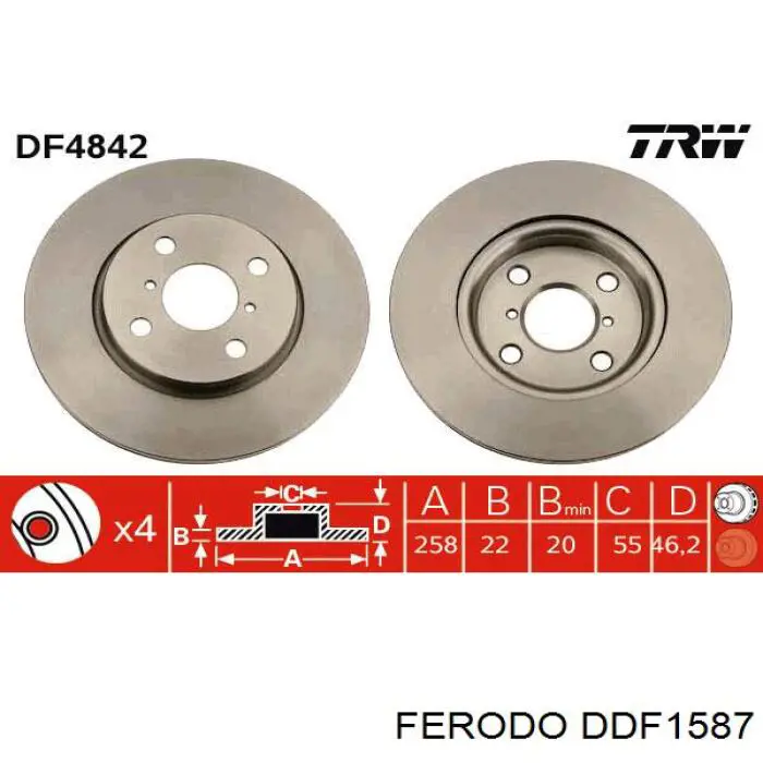 Диск переднього гальма Ferodo DDF1587 ціна, від 40.16 USD