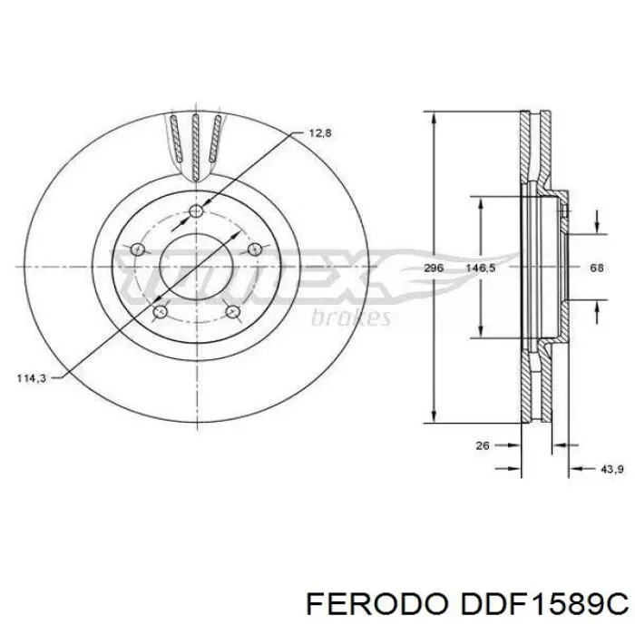 Диск переднього гальма Ferodo DDF1589C ціна, від 54.25 USD