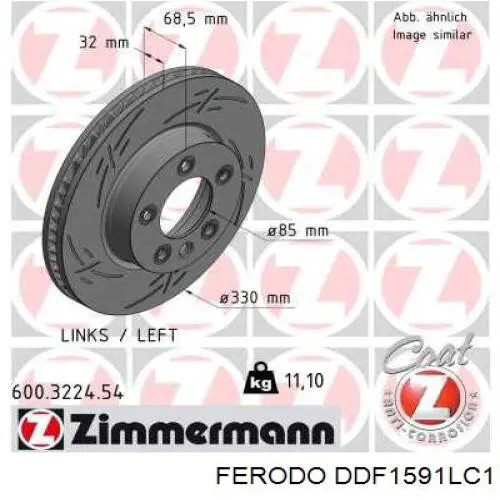 Купити DDF1591LC1 Ferodo Ротор гальмівний