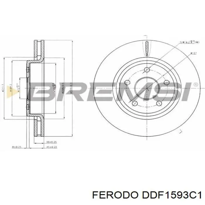 DDF1593C1 Ferodo Гальмо дискове переднє
