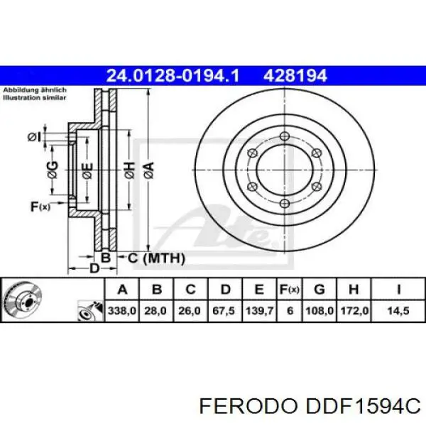 Гальмівні диски передні DDF1594C Ferodo