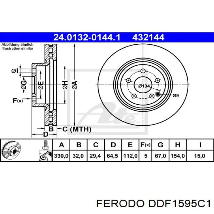 Гальмівні диски передні DDF1595C1 Ferodo