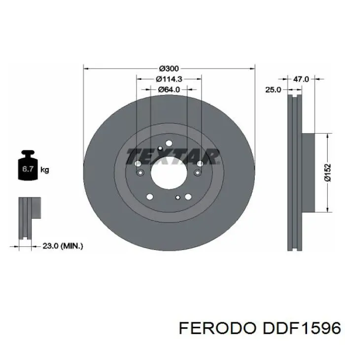 DDF1596 Ferodo диск гальмівний передній
