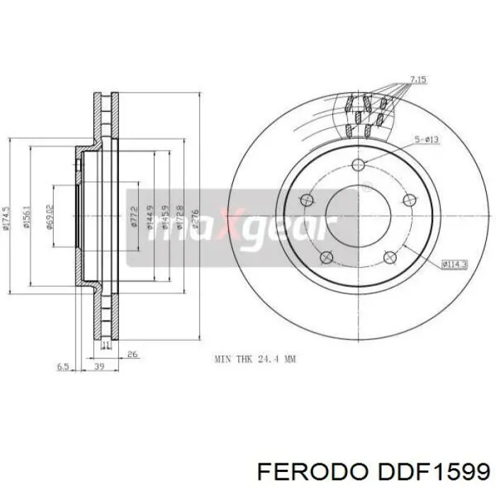 Диск гальмівний передній Ferodo DDF1599