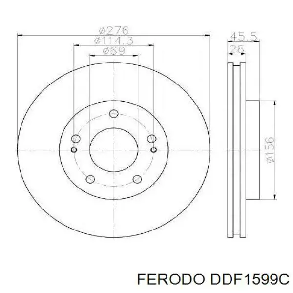 DDF1599C Ferodo Гальмо дискове переднє