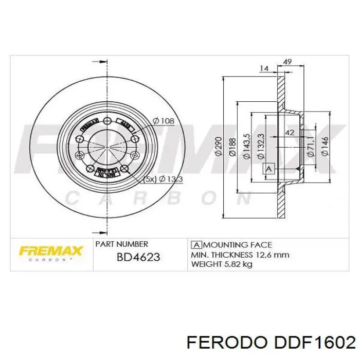 Купити DDF1602 Ferodo Диск заднього гальма