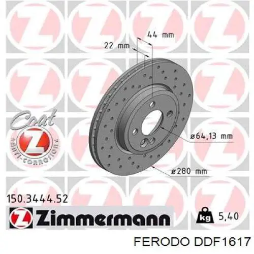 Купити DDF1617 Ferodo Ротор гальмівний