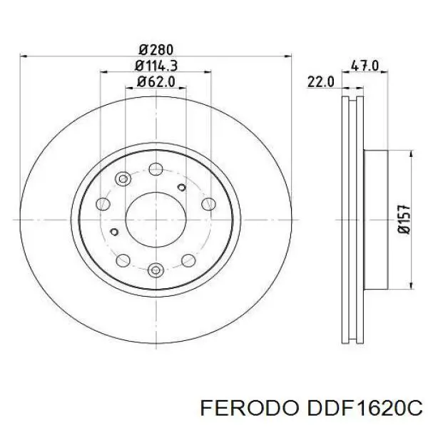 Диск переднього гальма Ferodo DDF1620C ціна, від 34.32 USD