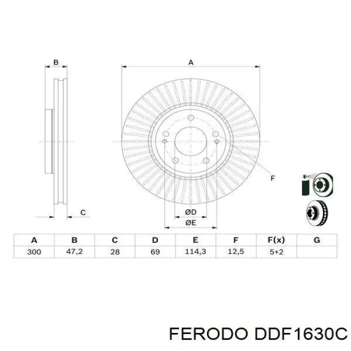 DDF1630C Ferodo Гальмо дискове переднє