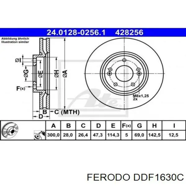 Диск переднього гальма Ferodo DDF1630C ціна, від 52.61 USD