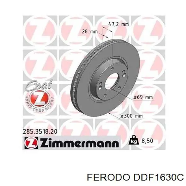 Гальмівні диски передні DDF1630C Ferodo