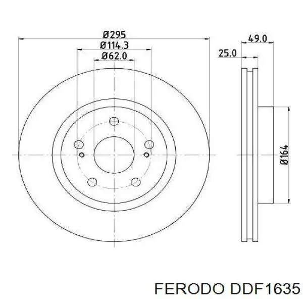 Диск переднього гальма Ferodo DDF1635 ціна, від 48.73 USD
