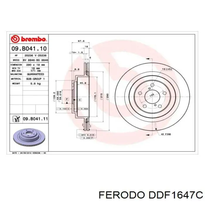 Задні дискові гальма Ferodo DDF1647C ціна, від 38.20 USD