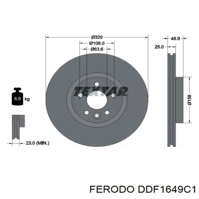 DDF1649C1 Ferodo диск гальмівний передній