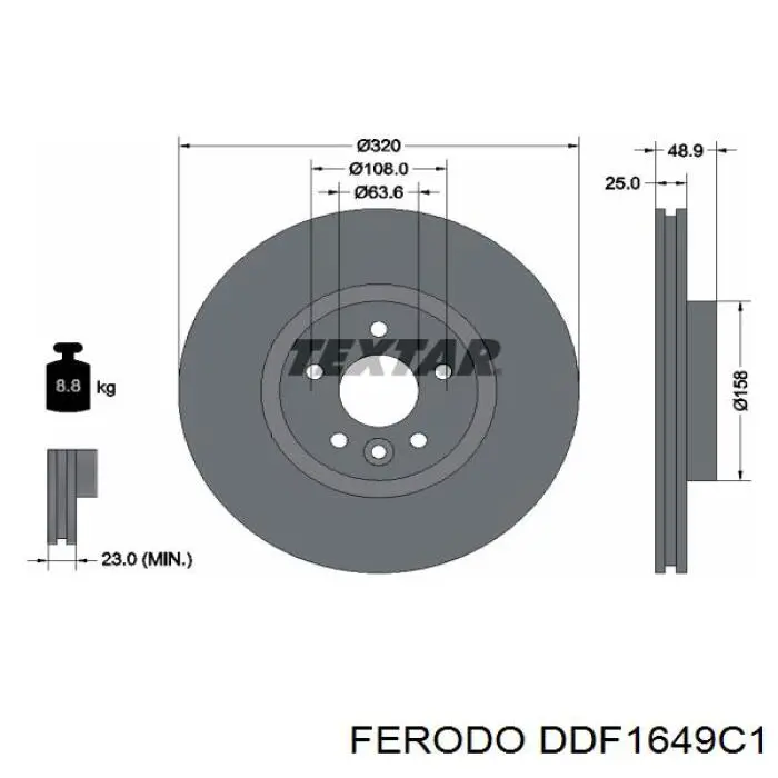 Диск гальмівний передній DDF1649C1 Ferodo