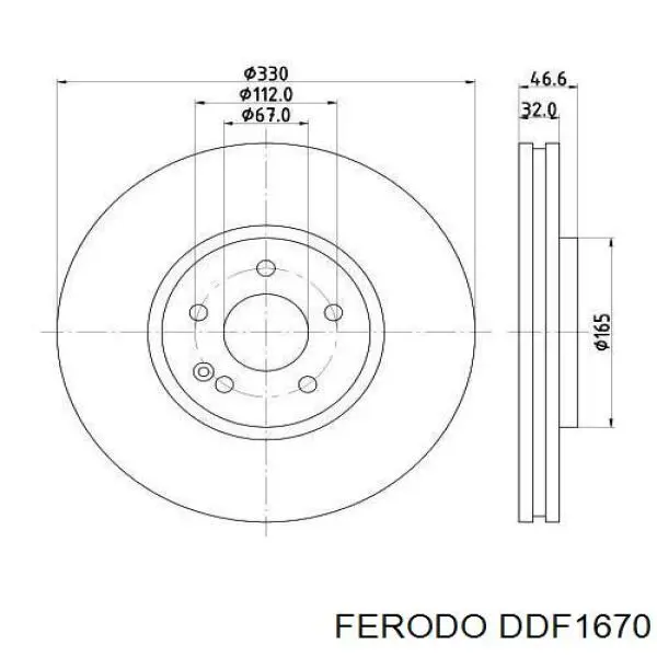 Диск переднього гальма Ferodo DDF1670 ціна, від 88.32 USD