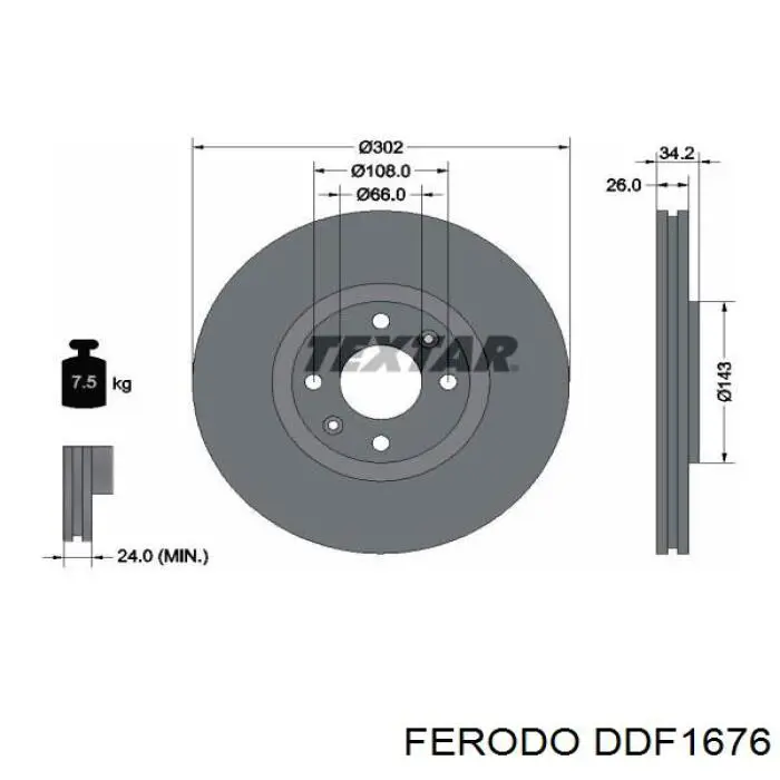 Диск переднього гальма Ferodo DDF1676 ціна, від 48.40 USD