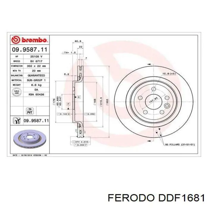 Задні дискові гальма Ferodo DDF1681 ціна, від 66.63 USD