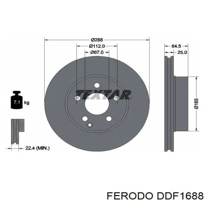 DDF1688 Ferodo Гальмо дискове переднє