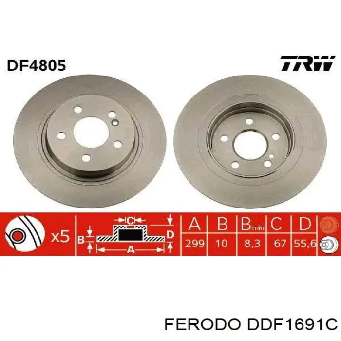 DDF1691C Ferodo диск гальмівний задній