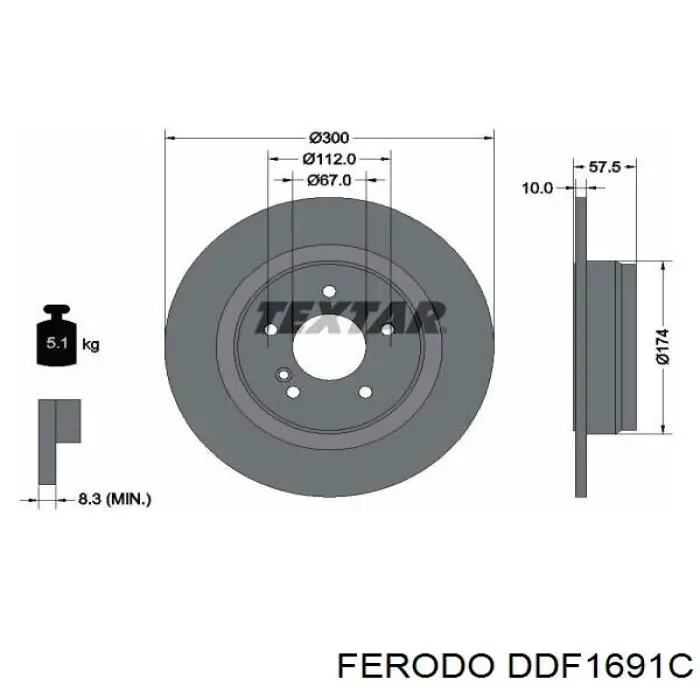 Купити DDF1691C Ferodo Диск заднього гальма